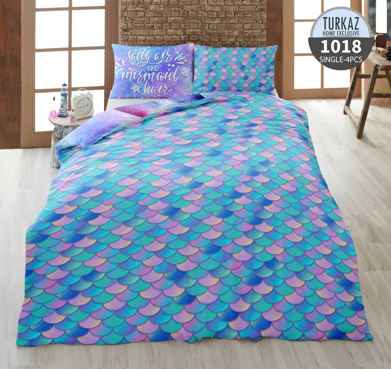 روتختی تک نفره ترکاز مدل 1018 – طرح زیره فلس‌های رنگین‌کمانی پری دریایی