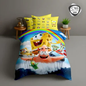 روتختی تک‌نفره اسپیر C165 طرح باب‌اسفنجی با لحاف چاپی و رنگ‌های شاد