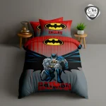 روتختی تکنفره اسپیر C166 طرح بتمن با لحاف چاپی و رنگ پسزمینه قرمز مشکی