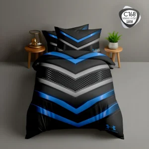 روتختی تک‌نفره اسپیر C168 طرح مدرن مشکی و آبی با چاپ دیجیتال