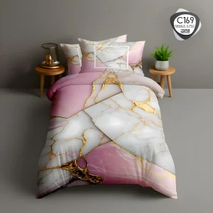 روتختی تک‌نفره اسپیر C169 طرح مرمر صورتی و سفید با رگه‌های طلایی