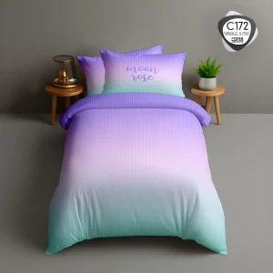 روتختی یک‌نفره اسپیر C172 طرح Moon Rose گرادیانی بنفش و فیروزه‌ای روی تخت