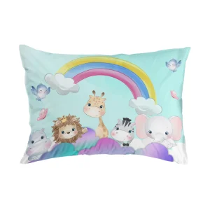 روبالشی طرح‌دار ESPIR C117 با حیوانات کارتونی و رنگین‌کمان