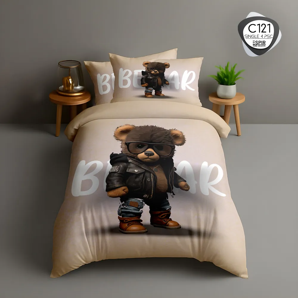 روتختی تک نفره ESPIR C121 طرح خرس با چاپ دیجیتال – ترکاز