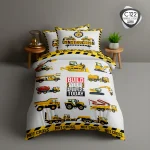 روتختی یکنفره اسپیر C122 طرح ساختوساز؛ ست ۴ تکه با لحاف چاپی و نوار DANGER – ترکاز