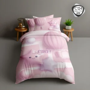 روتختی تک نفره اسپیر C124 طرح بالن و ستاره صورتی – ست ۴ تکه