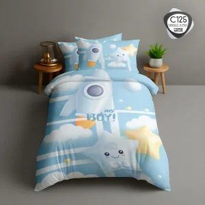 روتختی تک‌نفره ESPIR C125 طرح موشک پسرانه؛ ست ۴ تکه با لحاف دوخت‌دار