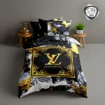 روتختی تکنفره ESPIR C126 طرح لویی ویتون مشکی طلایی؛ ست ۴ تکه