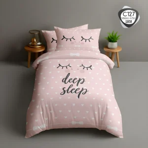 روتختی تک‌نفره ESPIR C127 طرح صورتی دخترانه دیپ اسلیپ؛ ست ۴ تکه