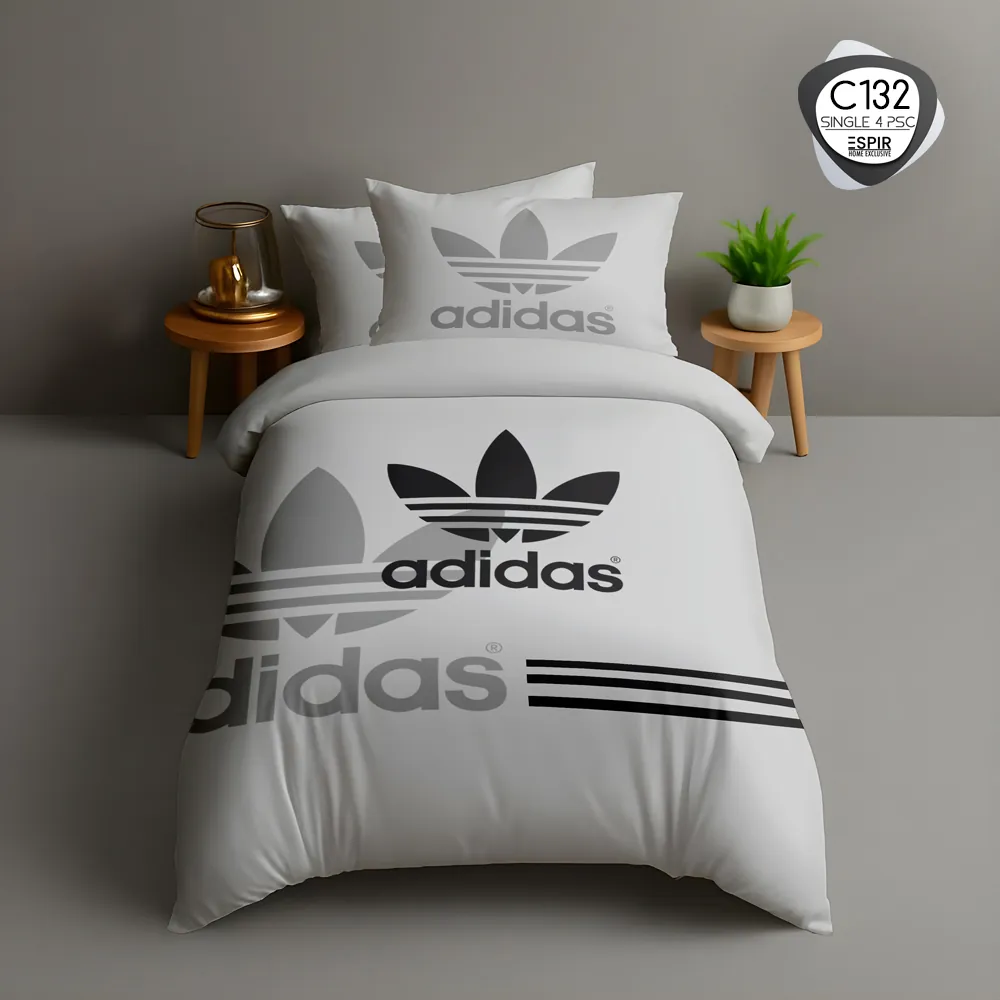 ست لحاف تک نفره ESPIR C132 با طرح آدیداس روی تخت
