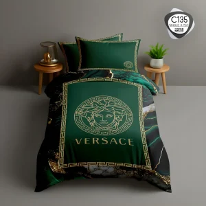 روتختی تک نفره ESPIR C135 طرح ورساچه سبز تیره با قاب طلایی – ترکاز