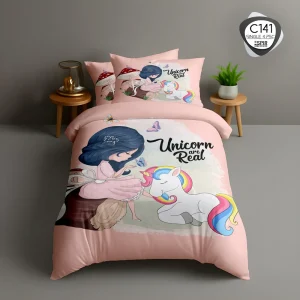 روتختی یک نفره ESPIR C141 طرح یونیکورن دخترانه با لحاف و ملحفه