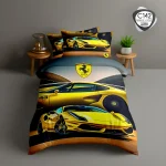 روتختی یک نفره ESPIR C142 طرح ماشین اسپرت زرد با ست کامل