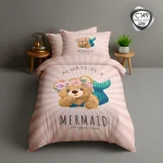 روتختی یک نفره ESPIR C149 طرح خرس پری دریایی دخترانه صورتی