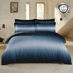 ست لحاف دو نفره اسپیر C271 با زمینه گرادینت آبی تیره و نوشته THE NIGHT