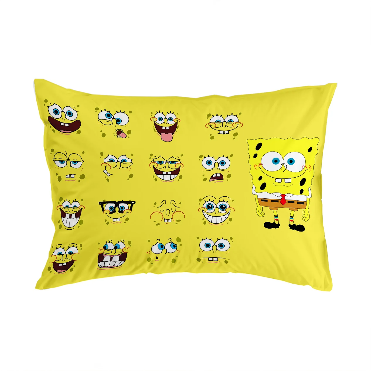 روبالشی طرح‌دار اسپیر C165 با حالت‌های مختلف باب‌اسفنجی روی زمینه زرد