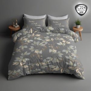 ست روتختی خاکستری گل‌دار ترکاز مدل C224 با چاپ دیجیتال