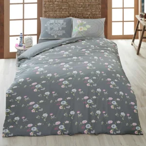 روتختی ترکاز مدل 1073 – نمای پشت (طرح گل‌ریز طوسی)، مناسب تخت یک‌نفره