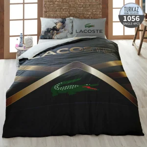 روتختی تک نفره ترکاز 1056 – طرح زیره لحاف لاکچری مشکی طلایی، چاپ دیجیتال دورویه