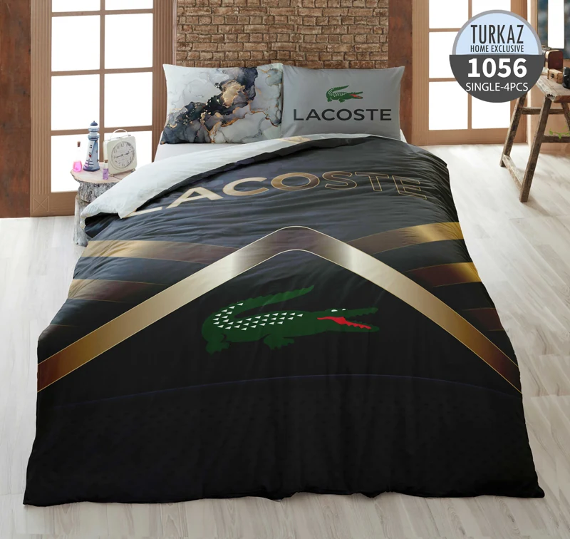 روتختی تک نفره ترکاز 1056 – طرح زیره لحاف لاکچری مشکی طلایی، چاپ دیجیتال دورویه