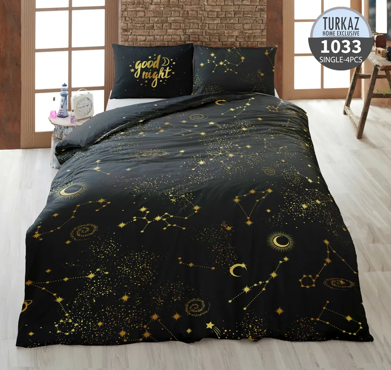 ست روتختی تک نفره ترکاز مدل 1033 – طرح کهکشان و ستارگان طلایی، زیره لحاف