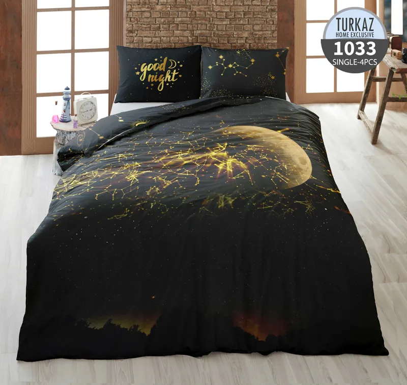 ست روتختی تک نفره ترکاز مدل 1033 – طرح ماه طلایی و آسمان شب، رویه لحاف