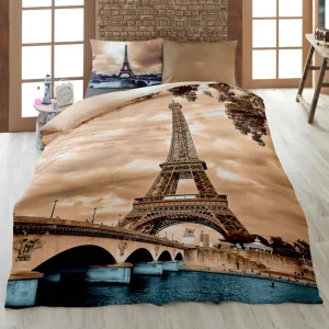 روتختی ترکاز 1082 تک‌نفره – کلوزآپ برج ایفل و جزئیات چاپ دیجیتال با زیره لحاف