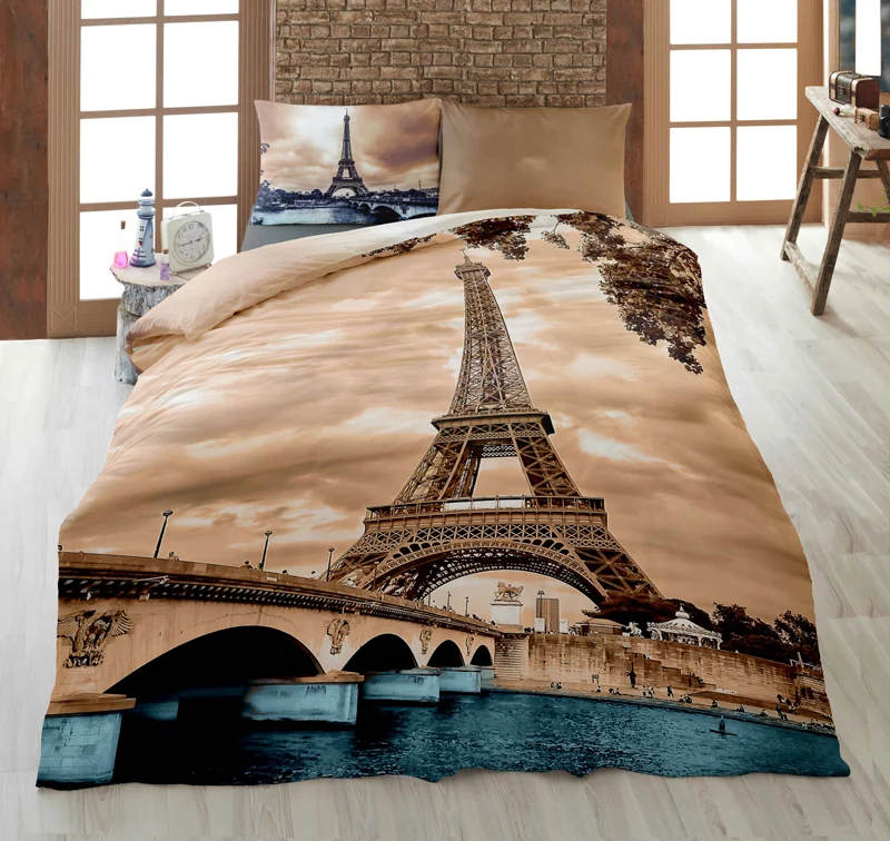 روتختی ترکاز 1082 تک‌نفره – کلوزآپ برج ایفل و جزئیات چاپ دیجیتال با زیره لحاف