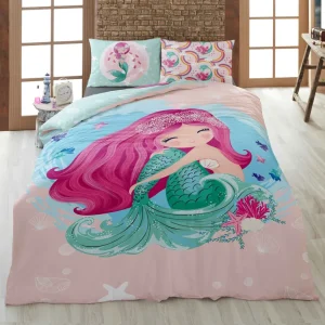 روتختی تک‌نفره ترکاز 1101 طرح پری دریایی صورتی با چاپ دیجیتال دورویه