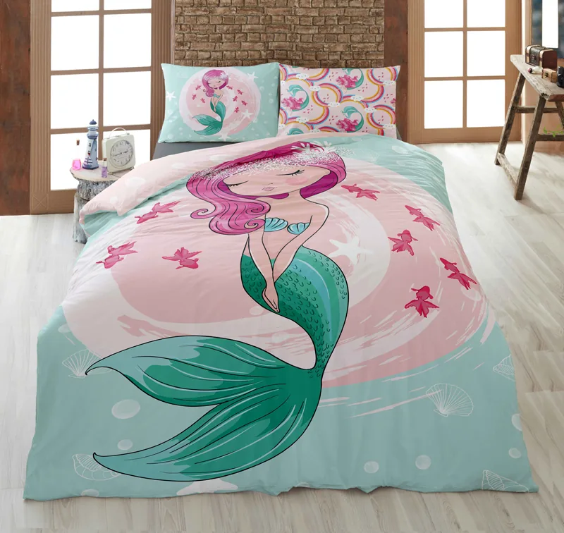 طرف زیرِ روتختی ترکاز 1101؛ طرح پری دریایی آبی و صورتی