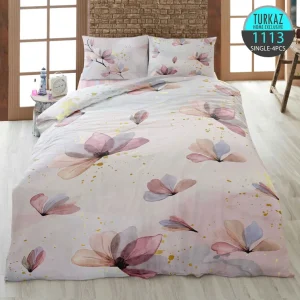 روتختی تک‌نفره ترکاز 1113 طرح گل‌های آبرنگی با متن You Are My Happy – چاپ دیجیتال دورویه