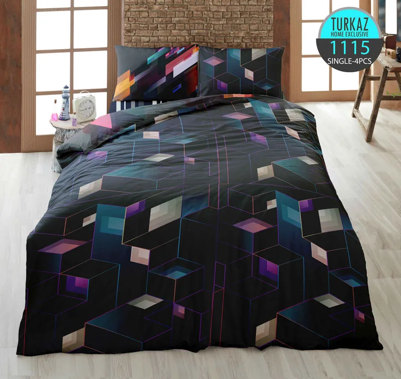 طرف زیر روتختی ترکاز 1115 با طرح مکعب‌های سه‌بعدی رنگی – چاپ دیجیتال دورویه