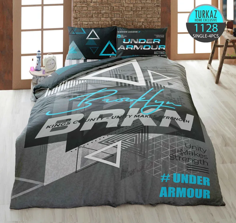 روتختی تک نفره ترکاز 1128 – زیره/پشت لحاف طرح بروکلین، چاپ دیجیتال دورویه