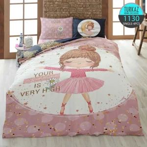 روتختی تک نفره ترکاز 1130 – زیره لحاف طرح بالرین صورتی و عبارت Your Sunshine