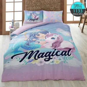 روتختی تک نفره ترکاز 1133 طرح پری دریایی و یونیکورن – چاپ دیجیتال رویه لحاف