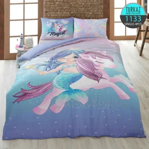 روتختی تک نفره ترکاز 1133 – طرح پشت لحاف Magical با رنگ‌های پاستلی آرام