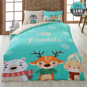 روتختی تک نفره ترکاز 1145 – زیره لحاف طرح My Friends با حیوانات بامزه جنگلی