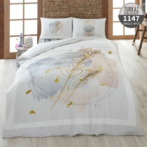 روتختی تک نفره ترکاز مدل 1147 طرح طلایی مدرن - نمای رویه لحاف