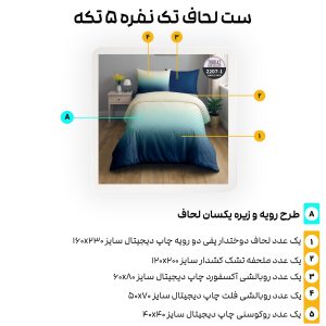 اجزای ست لحاف ترکاز مدل 2207-1 با توضیح اجزا و ابعاد دقیق