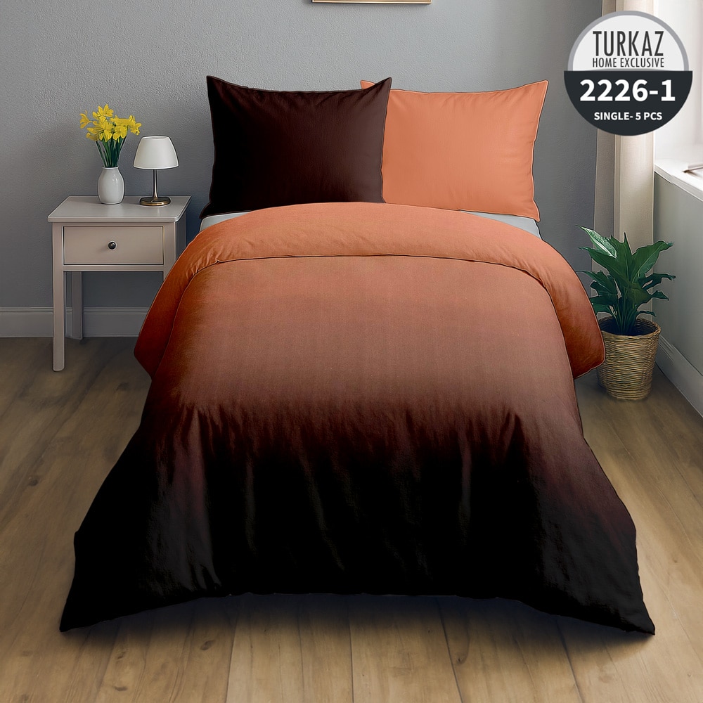 2226-11 ست روتختی یکنفره ترکاز مدل 2226-1 با ترکیب رنگ قهوهای روشن تا تیره