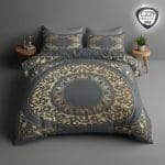 روتختی دونفره ترکاز مدل C229 با طرح طلایی سلطنتی روی زمینه طوسی تیره