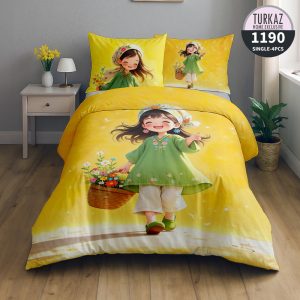 ست لحاف تک نفره 5 تکه دخترانه با طراحی شاد و کودکانه مناسب برای اتاق خواب