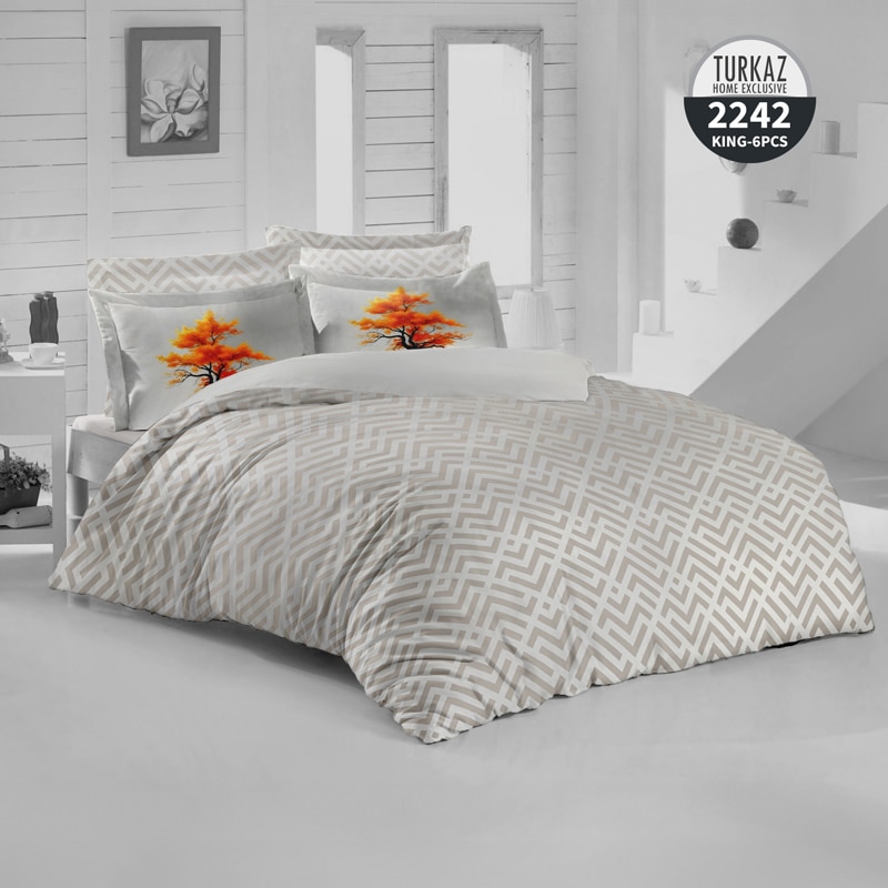 روتختی دو نفره ترکاز 2242 با جزئیات درخت پاییزی و طرح‌های هندسی