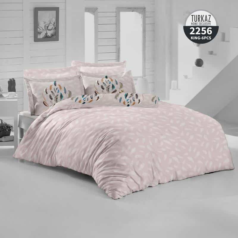 نمای پشت لحاف دو رو ترکاز مدل 2256 با زمینه صورتی روشن