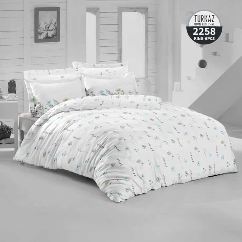 تصویر پشت لحاف ترکاز مدل 2258 با طرح گل‌های ریز و رنگ روشن